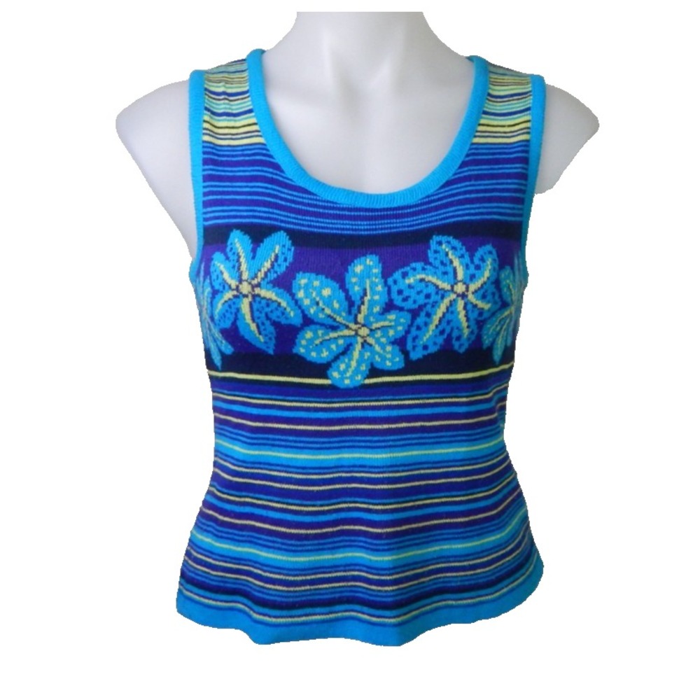 No Boundaries Tank Top Vintage Y2K Floral Sweater Knit Tropical Crewneck